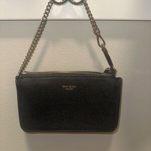 Kate Spade Black Leather Pouch with Pink Lining